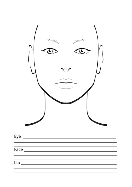 Face chart Makeup Artist Blank. - Vector, Image