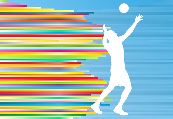 Volleyball player man silhouette abstract vector background - Vector, Image