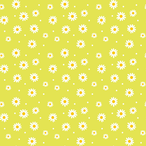 daisy cute seamless pattern. floral retro style simple motif. wh - Vector, Image
