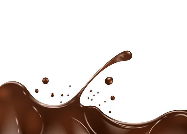 Chocolate splash on white background. - Vector, Image