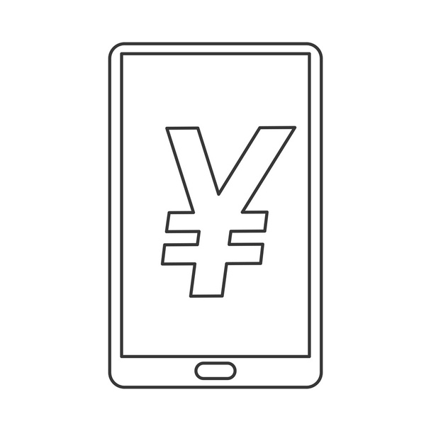 yen symbol on cellphone screen icon - Vector, Image