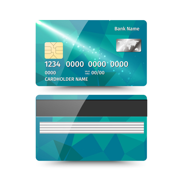 Realistické podrobné kreditní kartu s abstraktní geometrické konstrukce izolované na bílém pozadí. Vektorové ilustrace Eps10 - Vektor, obrázek