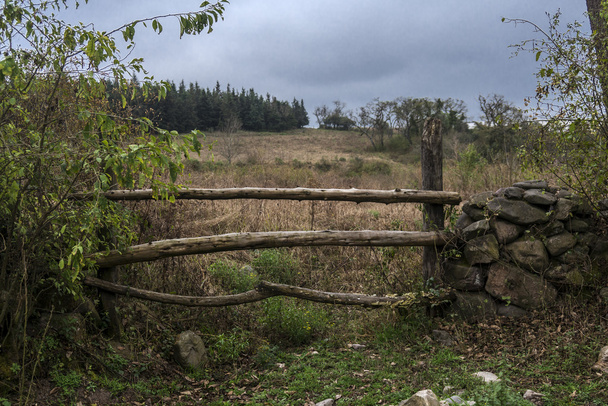 puerta antigua a un campo
 - Foto, Imagen