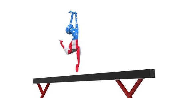 Ginasta americana realizando no feixe de equilíbrio
 - Foto, Imagem