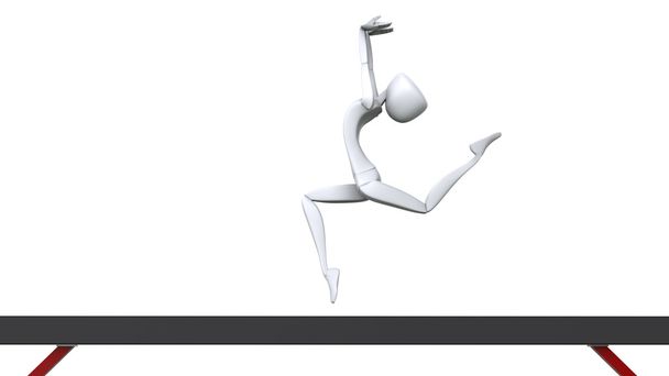 Balance beam gymnast mid air jump shot  - Фото, изображение