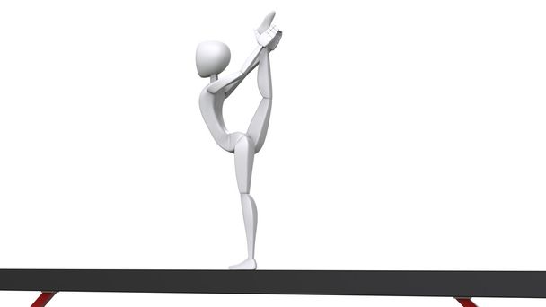 Gimnastyk wykonywania jednej nodze stanąć na Równoważnia  - Zdjęcie, obraz