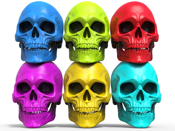 Colorida pared de cráneos
 - Foto, imagen