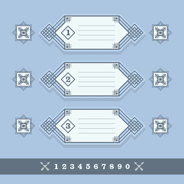 Moderní numerické linie bannery ikony na modrém pozadí - Vektor, obrázek