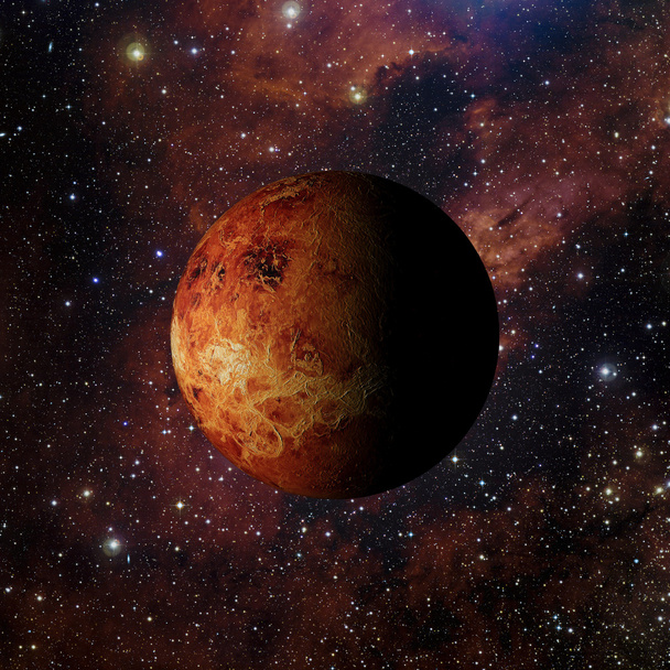 Układ Słoneczny planety Wenus na tle Mgławica renderowania 3d.  - Zdjęcie, obraz