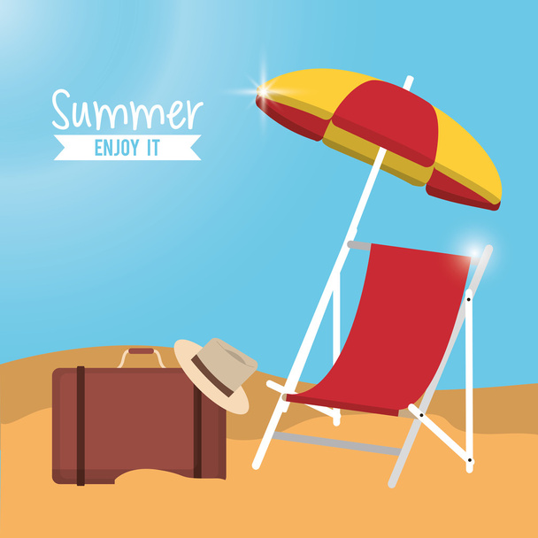 кресло зонтик летний отдых икона. Векторная графика
 - Вектор,изображение