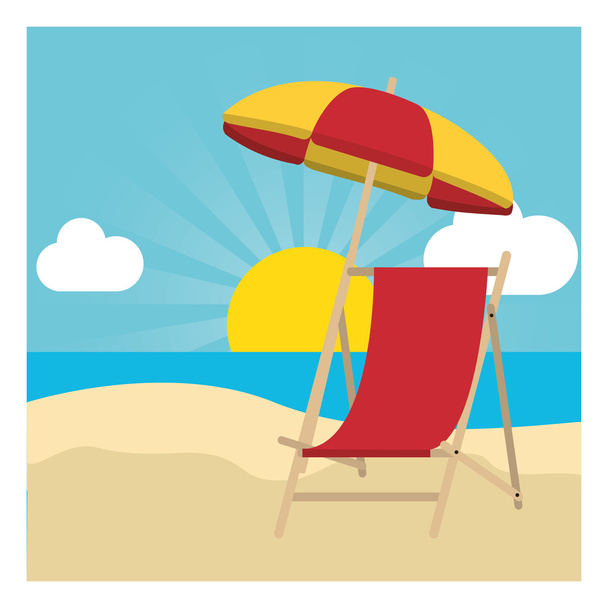 椅子傘夏休みのアイコン。ベクトルグラフィック - ベクター画像