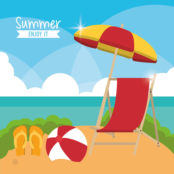Stuhl Sonnenschirm Sommerurlaub Ikone. Vektorgrafik - Vektor, Bild