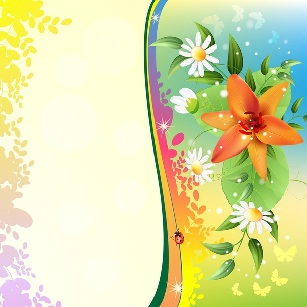 Summer background with beautiful flowers - Vecteur, image