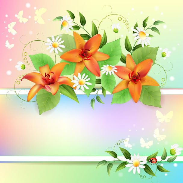 Summer background with beautiful flowers - ベクター画像