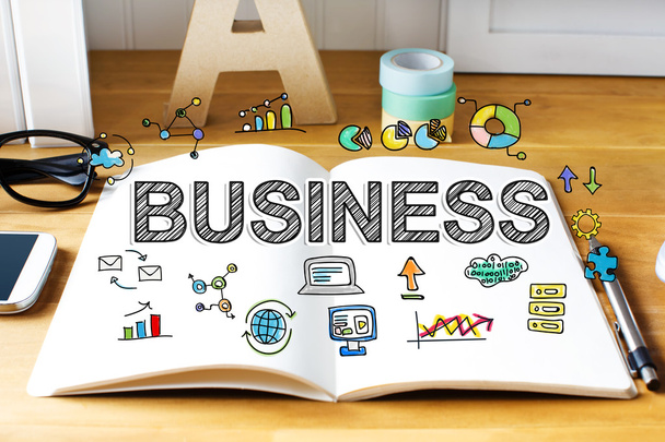 Business concept with notebook  - Φωτογραφία, εικόνα