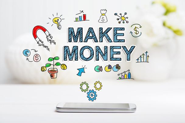 Make Money concept with smartphone  - Fotó, kép