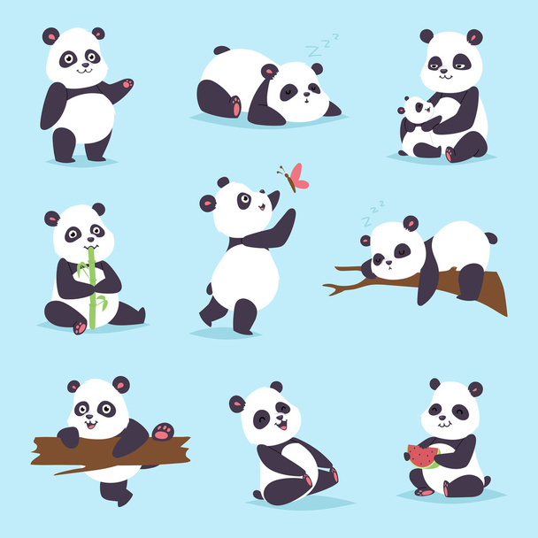 Panda bear vector set. - Vector, Image