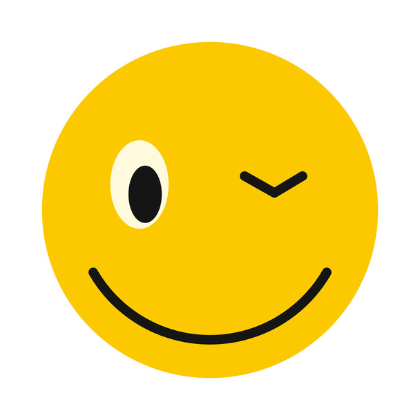 Winking smiley icon, flat style - Vecteur, image