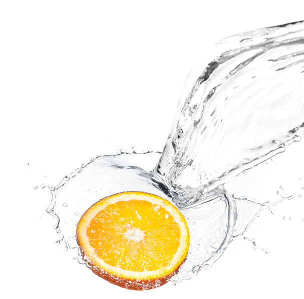 Orange with water splash - Фото, зображення