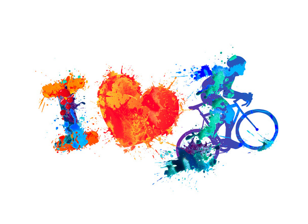 Uwielbiam jazdę na rowerze. Splash farbą znak - Wektor, obraz
