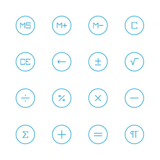 ikony przycisków Kalkulator vector niebieska linia - Wektor, obraz