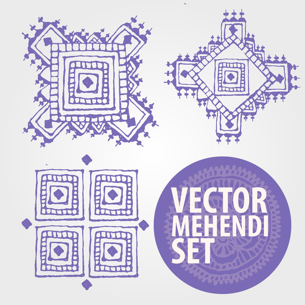 vektor készlet: illusztráció mehendi, henna tetoválás  - Vektor, kép