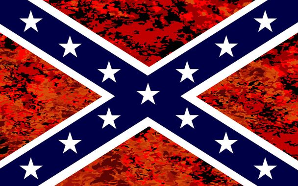 Flagi konfederatów nad ogniem - Wektor, obraz