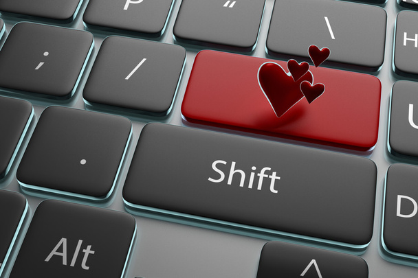 3D απεικόνιση κουμπί βρείτε «αγάπη» στο πληκτρολόγιό σας - Φωτογραφία, εικόνα