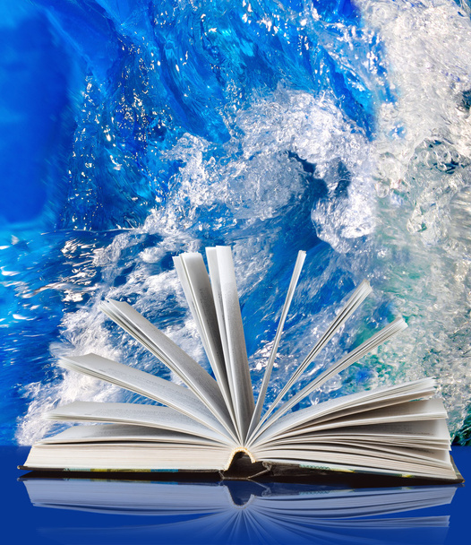 image of book on water background close-up - Foto, Imagem