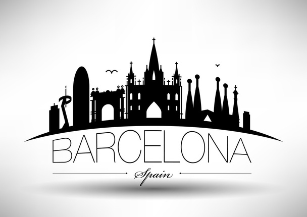 Barcelona City Skyline Design - Vector, Image
