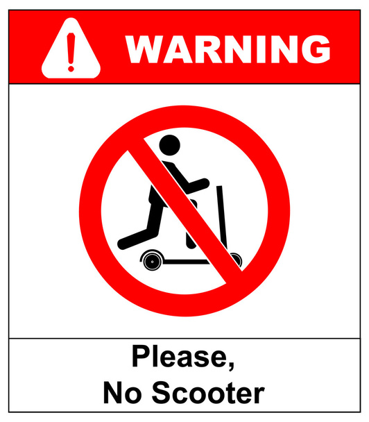 Geen scooters toegestaan symbool. Vector verbod pictogrammen voor openbare plaatsen zoals parken, openlucht, straten en webdesign. - Vector, afbeelding