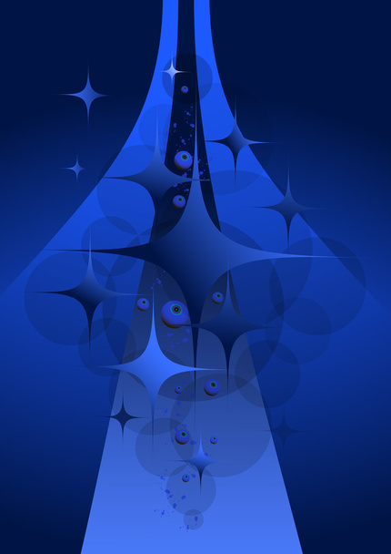 Absztrakt sötét kék háttér csillagok és labdák - Vektor, kép
