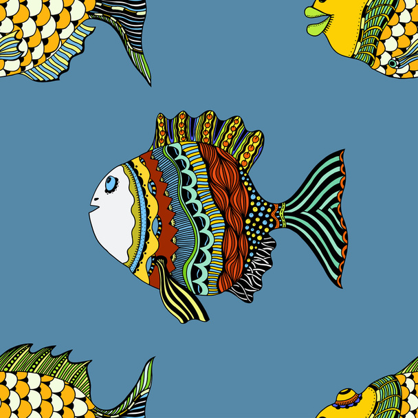 Seamless background of abstract fish - Vektori, kuva