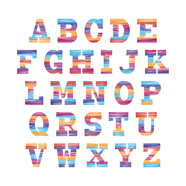Multicolored Font, set of colorful letters. Vector alphabet - Vetor, Imagem