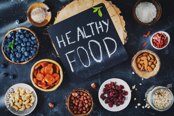 Super foods and healthy food ingredients for vegan healthy lifestyle - Fotó, kép