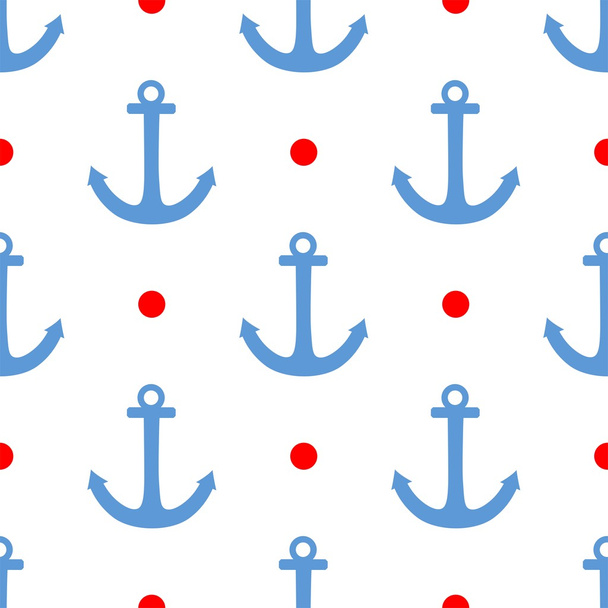 Tile sailor vector pattern with red polka dot - Διάνυσμα, εικόνα