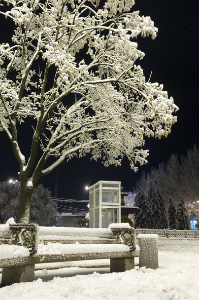 nocne miasto zimą - Zdjęcie, obraz