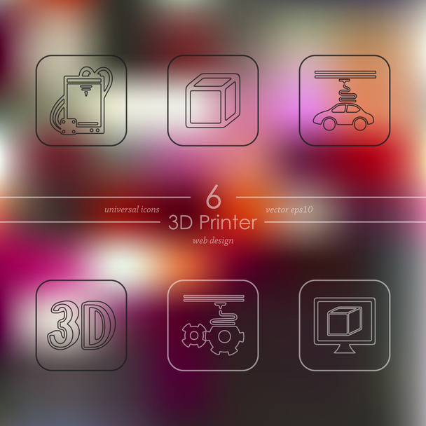 Zestaw ikon drukarki 3d - Wektor, obraz