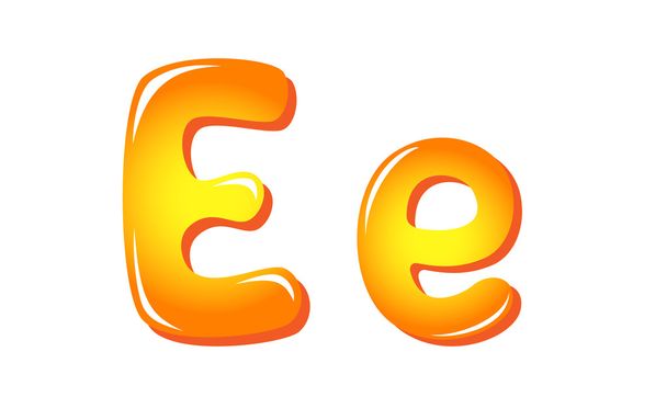 Alphabet letters in sun colors E - Вектор, зображення
