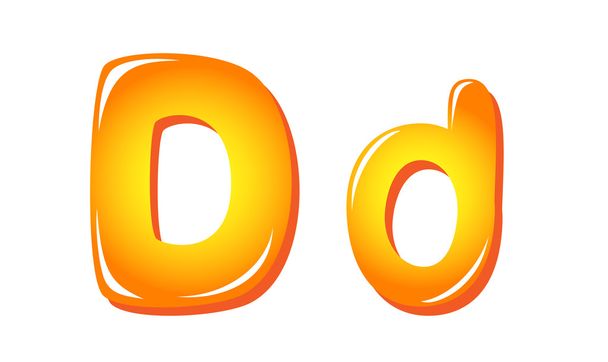Alphabet letters in sun colors D - Vector, imagen