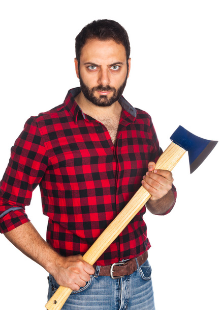 Lumberjack with plaid shirt - Foto, imagen