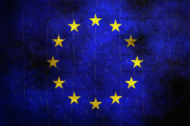 EU puzzle flag grunge concept - Photo, Image