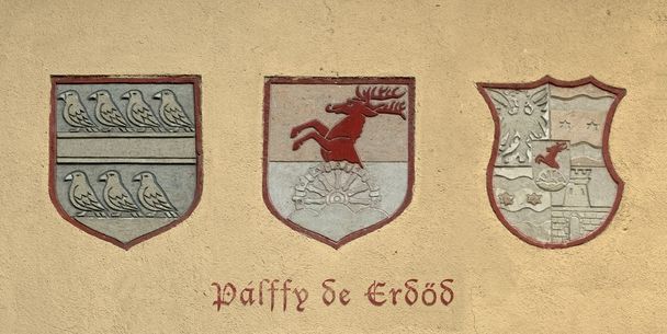 Mur avec des armoiries anciennes
 - Photo, image