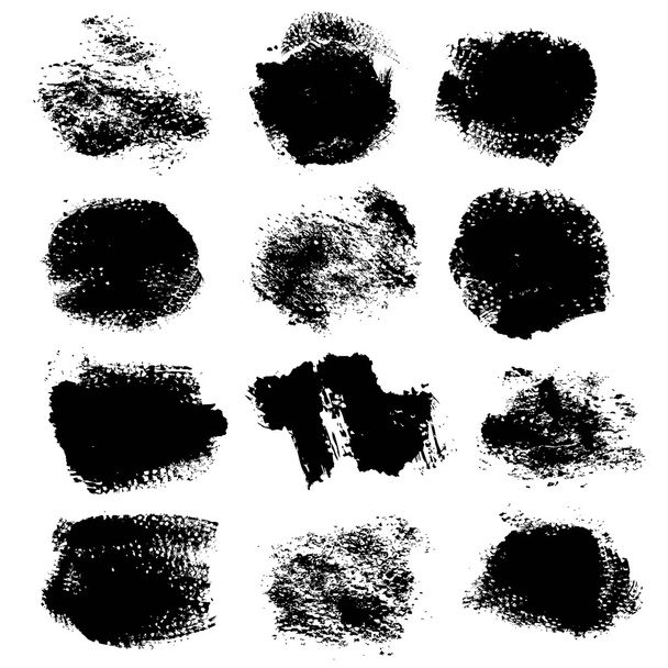 Абстрактные текстурированные штрихи и печать густой черной гуашью
 - Вектор,изображение