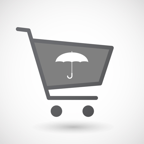 Isolated shopping cart icon with an umbrella - Vettoriali, immagini
