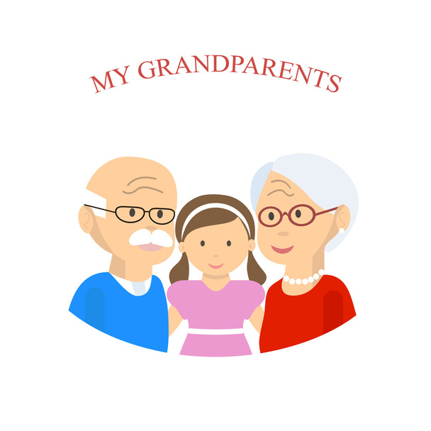Οικογένεια παππούδες με εγγόνι - Διάνυσμα, εικόνα