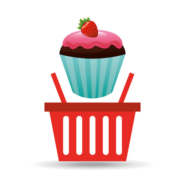 cesta de cupcake doce
 - Vetor, Imagem