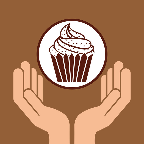Mão segurando cupcake
 - Vetor, Imagem
