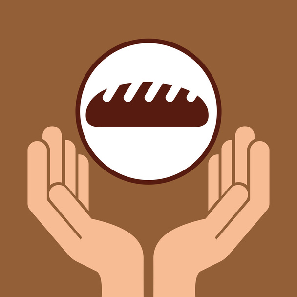 mão segurando pão
 - Vetor, Imagem
