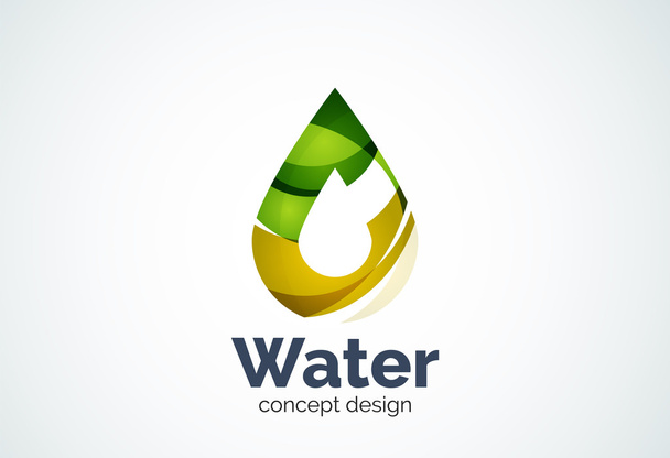 Tiivistelmä elinkeinonharjoittajan vesipisara logo malli, luonnonsuojelu luonto käsite
 - Vektori, kuva